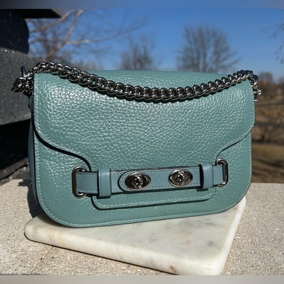 Coach Handbags - Coach Blake 20 Cloud Blue Pebbled Leather Crossbody Silver Hardware F32099